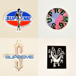 supreme文字logo贴纸冰箱笔记本，行李箱手机装饰贴纸金牙火焰钻石