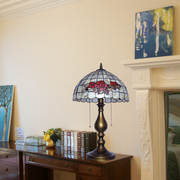 欧式12寸玫瑰花手工艺天然贝壳古典调光控制客厅书房卧室床头台灯