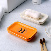 欧式轻奢陶瓷沥水肥皂，碟香皂盒收纳简约酒店北欧带盖双层家用皂架
