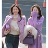 欧洲站紫色毛衣裙2023秋冬新B款法式高级感配大衣打底针织洋装女