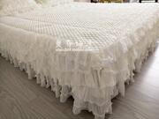 韩版现代唯美纯白色纱蕾丝绣花布艺床罩床裙 1.5m1X.8m绗缝床