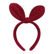 毛绒兔耳朵发箍女洗脸可爱儿童发卡发带，秋冬头箍红色小兔子头饰