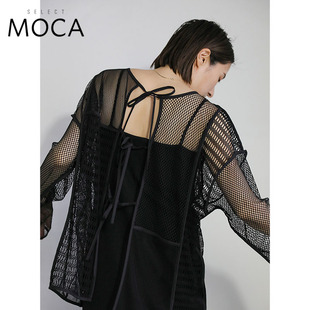 SELECT MOCA 拼接款式网状系带式开衫前后两穿女日本直邮20001359