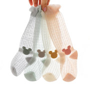 婴儿长筒袜过膝新生儿夏季薄款网眼透气宝宝棉袜可爱空调防蚊袜子
