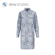 BMW Studio宝马女装夏季时尚创意雪山印花女士长袖衬衫