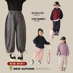 蓝小爸女童工装裤，2023秋季儿童，韩版时髦休闲裤宝宝宽松长裤子