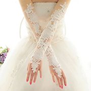 新娘手套蕾丝红白色结婚手套新娘婚纱婚礼手套秋冬季加长绒款