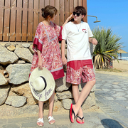情侣装民族风连衣裙气质沙滩装海边度假拍照云南大理旅行夏装t恤