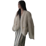 托斯卡纳皮毛一体外套，女羊羔毛皮草(毛皮草，)大衣2021