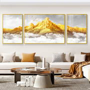 金山客厅装饰壁k三联画背端大气沙发，高景墙画山水风景晶瓷
