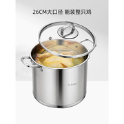 f高汤锅(高汤锅，)304不锈钢加厚家用深汤锅蒸锅电磁炉汤锅可加蒸笼