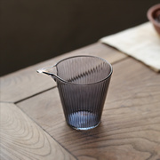 手工鹰嘴条纹玻璃公道杯，透明玻璃茶具分茶器，耐高温茶海匀杯公杯