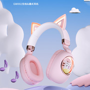 跨境头戴式猫耳朵蓝牙耳机可爱卡通耳麦无线发光萌宠儿童耳机