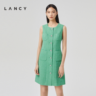 LANCY/朗姿2023春季西装马夹女修身显瘦带兜高级感绿色外穿