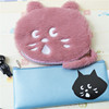 猫部杂货 2件套 日本超萌惊讶猫毛绒绒收纳化妆包手拿包 小猫笔袋