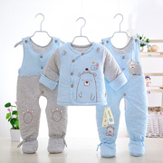 新生婴儿衣服冬季3个月初生秋冬棉袄0-1岁宝宝棉衣套装三件套加厚