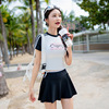 泰国女游泳衣分体裙式运动版，显瘦少女学生保守拼色泡温泉泳装