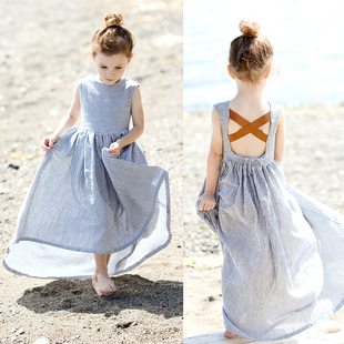 亲子沙滩裙波西米亚浪漫连衣裙，长裙小女孩夏季连衣裙，儿童连衣裙