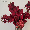 lancol中式仿真花红色油画，蝴蝶兰客厅餐桌，样板间装饰花摆件假花