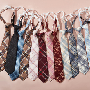 jk小领带女学院风格子懒人日，系制服衬衫，领结男女学生ins潮免打短