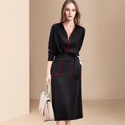 欧美名媛秋季时尚套装2023女装设计感小众休闲百搭黑色两件套