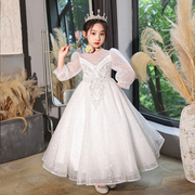 儿童礼服公主裙高端女童钢琴演出服洋气小主持人生日花童婚纱秋季