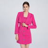 法式玫红色小香风短外套套装女秋冬2023高级感半身裙两件套