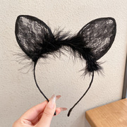 韩国可爱蕾丝猫耳朵发箍女网红头箍性感兔耳cos化妆发饰性感内衣