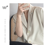 WPLUS 2023夏装女士薄款短袖显瘦休闲单排扣西装小外套W3102H