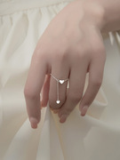 925纯银爱心戒指女指环，可调节食指配饰关节，戒尾戒时尚个性