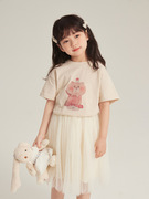 女童春夏款短袖T恤儿童卡通宽松卫衣宝宝可爱小熊印花打底衫上衣