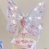 贝拉公主蛋糕装饰摆件粉色芭蕾舞裙女孩刺绣蝴蝶带灯女生生日插件