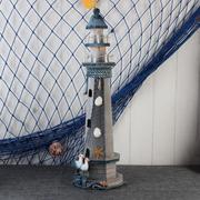 地中海风格灯塔装饰摆件复古做旧木塔海洋风主题桌面陈列摆设道具