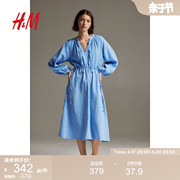 HM夏季女装系带设计双层梭织棉质连衣裙1179949