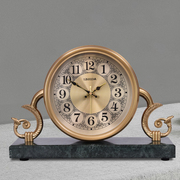 新中式大理石台钟时尚个性座钟，家用轻奢创意，时钟美式复古桌面钟表
