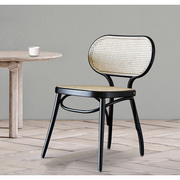 定制新中式中古椅ins网红索耐特包豪斯家具不锈钢餐椅实木藤编椅