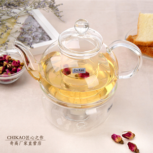 奇高大容量玻璃花茶具套装家用蜡烛底座加热花茶壶过滤水果泡茶壶
