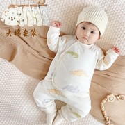 春秋冬季宝宝薄棉保暖套装婴儿，纯棉家居服儿童，二件套婴儿大屁屁裤