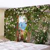 欧式田园玫瑰花墙壁装饰大挂毯墙布床头卧室，宿舍背景布挂布拍照