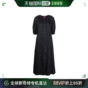 香港直邮潮奢staud女士，泡泡袖单排扣连衣裙907162blkblack