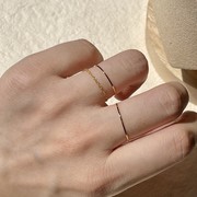 奥特莱斯捡漏不掉色0.5mm极细素圈戒指，女叠戴14k包金戒(包金戒)指环尾戒