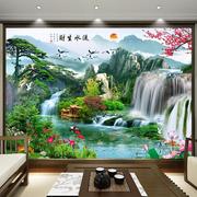 中式山水画贴纸自粘壁纸客厅背景墙风景画墙贴壁画贴画装饰画墙画
