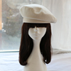 韩版高档白色女画家帽秋冬羊毛，帽子贝雷帽海军帽网红复古英伦帽
