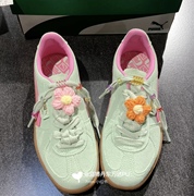 适配PUMA Palermo Special板鞋粉绿串珠毛绒花朵配饰鞋带扣装饰品