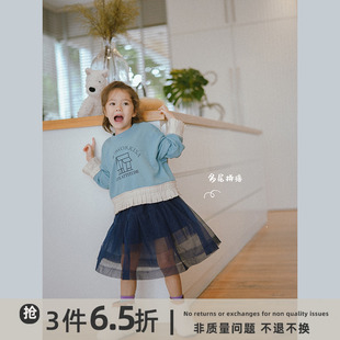 史豌豆(史豌豆)童装蓬蓬裙女童，韩版半身裙2023秋季儿童洋气网纱公主裙