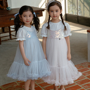 两穿 儿童短袖连衣裙 女士吊带蓬蓬裙 中小童甜美公主裙夏款童装