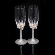 香槟杯套装婚礼水晶高脚杯，新娘交杯酒对杯，高档小号红酒杯葡萄酒杯