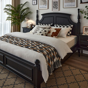 萨洛美式实木床黑色法式复古乡村简约轻奢主卧室小户型家具双人床