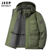 jeep加绒夹克男冬季工装，多口袋棉衣，户外加厚保暖宽松休闲外套