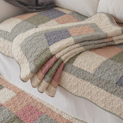韩式拼布田园纯棉四季沙发垫，布艺碎花防滑皮沙发坐垫组合格子